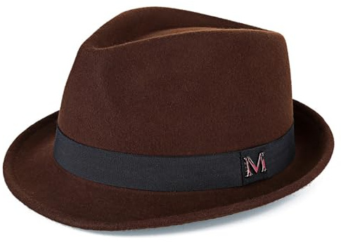 FREEBIRD99 Panama-Fedora-Hut aus 100 % Wollfilz, kurze Krempe, Trilby, flacher Hut für Damen und Herren