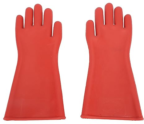 Insulating Gloves For High Voltage Electrical Work, Class 00 Electrical Insulated Gloves, Rubber, High Voltage 12KV Red Rubber Insulating Handwear For Lineworker Electricians