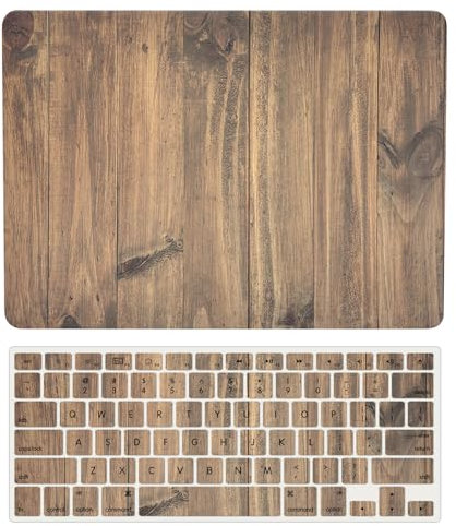 Hülle Kompatibel mit Neues MacBook Pro 15 Zoll 2019 2018 2017 2016 Freisetzung A1990 A1707 mit Touch Bar und Touch ID, Plastik Schützend Hartschale Snap Case & Tastaturabdeckung, Braunes Holz