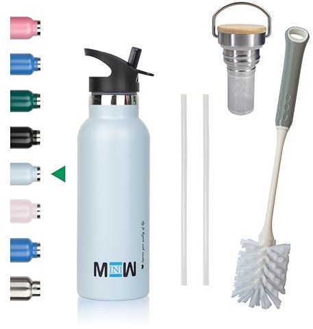 MINIW Edelstahl Trinkflasche - Auslaufsicher Vakuum-Isolierte Flasche - Doppelwandig BPA-frei für Sport, Büro und Outdoor - Grau 500ml