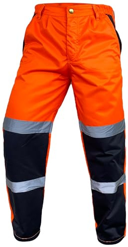 Notus Men’s High Visibility Two-Tone Reflective Pants Hi Vis Cargo Safety Work Pants S6 Orange 34 34