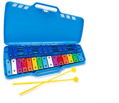 CeleMoon 25 Notes Colorful Glockenspiel, Metal Keys Xylophone - Musical Drum Percussion Instrument Educational Music Learning for Beginners & Music Lovers, Blue