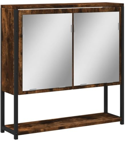 vidaXL Bad-Spiegelschrank Räuchereiche 60x16x60 cm Holzwerkstoff