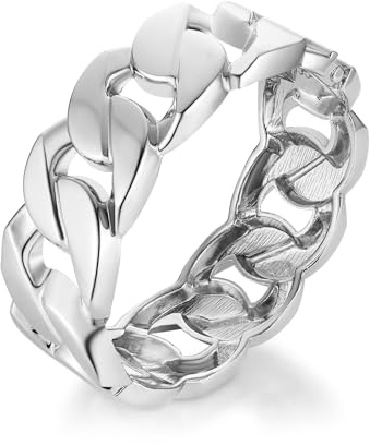 HZMAN Silver Chunky Cuban Chain Cuff Bracelets for Women 24.5mm Wide Thick Bangle Bracelet Hip Hop Open Hinge Wrist Cuff Bracelet Jewelry Gift