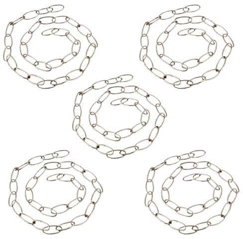 LEDSONE Vintage Style Metal Chain – 100cm Iron Thread with Not Carabiners for 32mm x 17mm Pendant Hanging Chains, Safety Barriers, and Outdoor, Indoor & Garden Décor (5, French Gold)