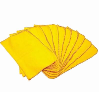 TRTO 10Pcs Soft Cotton Yellow Dusters Polishing Cleaning Dust Cloth Towels