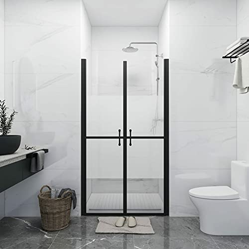 Sufrk Duschtür Halb Matt ESG (88-91) x190 cm Duschwand FüR Badewanne Ohne Bohren Schwarz