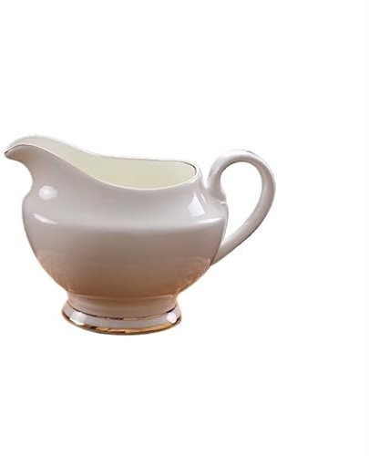 Sauciere Sauciere aus weißer Keramik, 284 ml, kleiner Sahnekännchen, Servierkrug aus Porzellan for Sirup, Milch, Kaffeesahne, Spenderkrug for Tee, Salatdressing Soßenkanne(Gold)