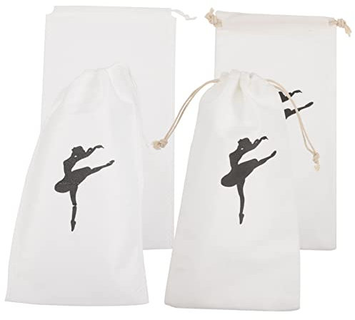 BCOATH 4stücke Teiliges Ballettschuhbeutel Aus Baumwolle Strapazierfähige Kordelzug-tanzschuhtaschen Atmungsaktive Aufbewahrung Für Spitzenschuhe Und Ballettschläppchen Leicht Und Waschba