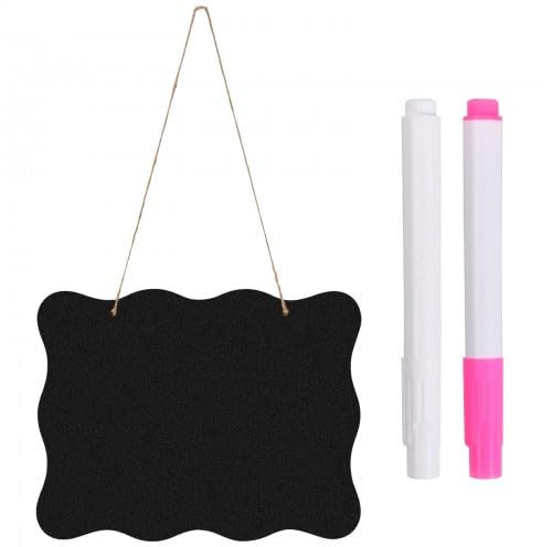 Ehuihuan Pizarra Negra - Pizarra Tiza de Doble Cara, Pizarra Cocina, Pizarra Pequeña, Pizarra Borrable para Colgar con 2 Tizas + Cuerda para Colgar, 25x20cm