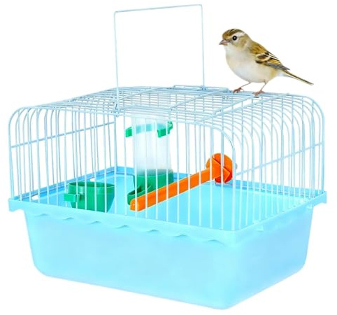 Milisten Portable Bird Travel Cage with Perch Food Box and Water Dispenser Small Bird Carrier for Parakeets Lovebirds and Small Pets Ideal for Outdoor and Vet Visits