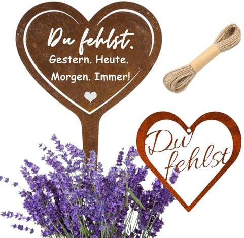 Sctmda Decorazione per tomba a forma di cuore, 2 pezzi, decorazione per sepoltura a forma di cuore, decorazione per cimitero, decorazione a forma di cuore, decorazione per cimitero, in metallo,