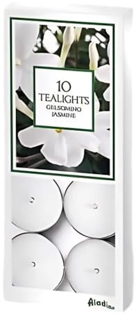 Marco Paul Pack of 10 Jasmine Scented Tea Lights – Long Burning 8 Hour Tealight Candles Multipack – Long Lasting Scented Candles for Home Decor, Relaxation & Floral Aromatherapy Autumn Candle Set