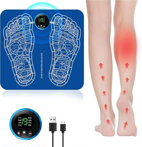 EMS Fußmassagegerät, tragbares Massagegerät, 8 Modi und 19 Intensitäten, Familie Büro und Reisen, lindert Schmerzen und Beine