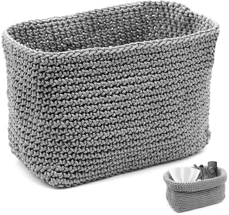 ZHIYUQL® Häkelkorb Aufbewahrung Gästehandtücher Aufbewahrungskörbe Klein Körbchen Geflochten Aufbewahrungskorb Bad Korb Handgefertigt Organizer (Grau)