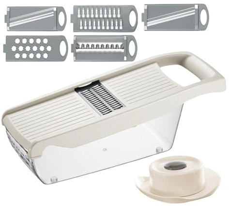 Affettatrice con supporto manuale, affetta patate mandolina - Tagliaverdure Professionale | Affettatrice per cipolle regolabile, tritatutto per patate, carote, pomodori