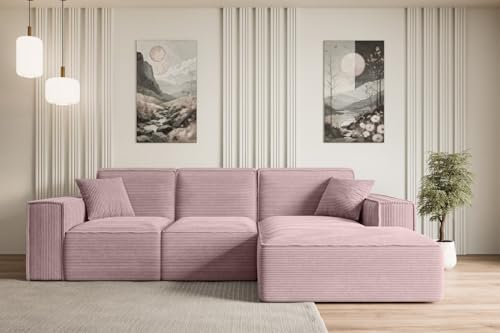 ALTDECOR Ecksofa in L-Form Corner Sofa Bett Eckcouch Couch Wohnlandschaft Cauchsofa Serra-L - 266x169x80 cm Rosa