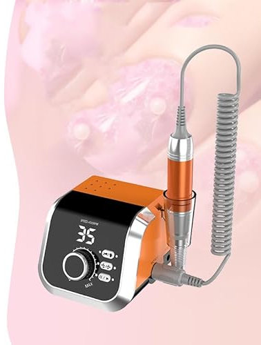 HOMEASY Fresa Elettrica per Unghie Professionale 45000 Giri 45 Velocità con Pedale - 11 Frese per Unghie + 75 Bande, <40dB Silenziosa per Casa e Nail Art