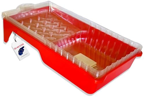 Quercos Farbwanne Set 15x30 cm – 1 Lackierwanne + 5 Einweg-Farbwanneneinsätze | Kunststoff mit Abtropfgitter | Ideal für Heimwerker, Türen, Fenster, Möbel und kleine Renovierungen
