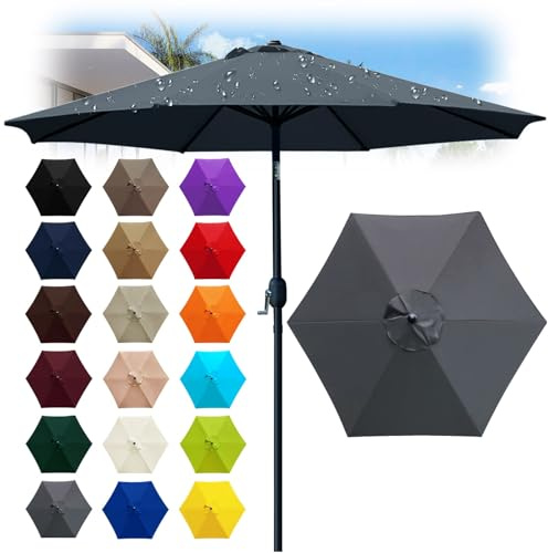 6 Ribs Outdoor Umbrella Canopy Replacement - Replacement Parasol Fabric Cover - 6.6/8.2/8.9/9.8ft Umbrella Cloth - Not umbrella frame - for Garden, Patio, Yard, Beach, Market