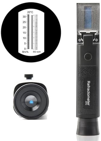 Refraktometer, Schwarz Refraktometer Bier Brix Würze Zucker Alkohol Meter 0-30% 1,000-1,120 SG Anteil Handheld Werkzeug Hydrometer Tester
