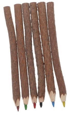 Lurrose 6stücke Holzbuntstifte Aus Baumrinde Und Ästen Buntstifte Für Outdoor Camping Und Besondere Anlässe Als Geschenk Oder Gastgeschenk