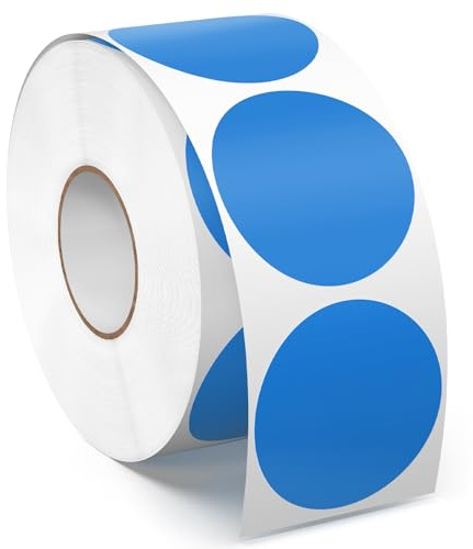Meitaat 1000 Piezas Pegatinas Redondas Azules Gomets Circulares 38 mm Etiquetas Adhesivas de Puntos en Vinilo Impermeables y Resistente al Rasgado per Rollo