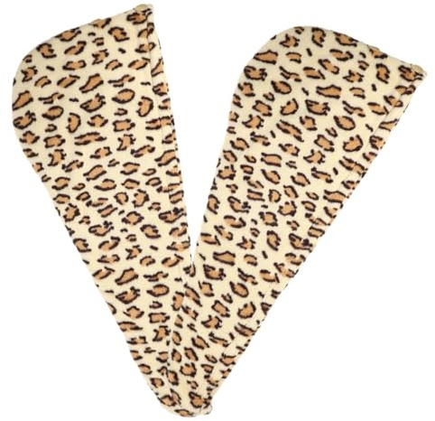 Haartrocknungs Turban aus Feiner Faser, Leopardenmuster, 2 Stück | Beige, Schnell Trocknend und Sanft, Vielseitig und Praktisch, Stilvoll für Dusche und Haare