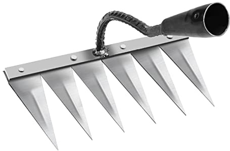 PawwJoy Kesoto - Zappa cava in acciaio temprato con 4-7 denti opzioni per piantare verdure e allentare il terreno, in acciaio a 6 denti