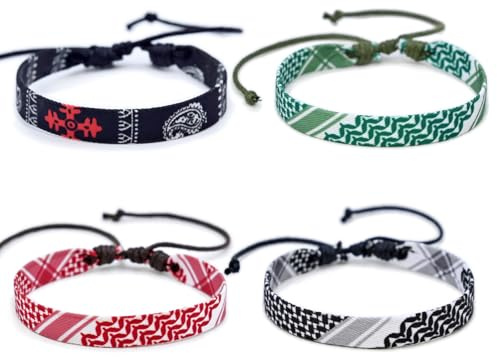 zhongko 8Pcs Braided Bracelet, Black and White Traditional Bracelet, Adjustable Durable Women Bracelets, Mens Wristband Designed Bracelets for Gift Giving and Commemorative