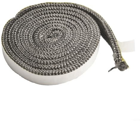Junta de estufa de pellets con sello de puerta de horno, cuerda plana, sello de fibra de vidrio para horno, caldera, chimenea, horno, puertas de horno y aplicaciones de intercambiador de calor (6 mm x
