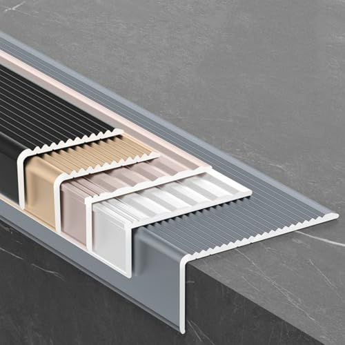 Stair Nosing Edge Anti Slip Traction Treads, Stair Edge Trim, Easy to Install, with 90° Angle, for Vinyl Tile/Wood Flooring/Marble, Inside Outside(Black,90cm L 40mm*20mm)