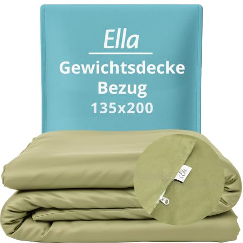 Ella Bettbezug 135x200 cm für Gewichtsdecke - Hergestellt aus 100% Baumwolle - Geeignet für 7 kg und 9 kg Gewichtsdecken - Hellolivgrün