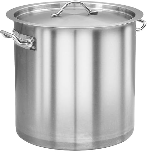 Kochtopf 26 L, Edelstahl 304, Mit Deckel, Induktions- und Gasherdgeeignet, Suppentopf, Kochtöpfe, Für Hausgebrauch und Gastronomie, Silbern, 32 x 32 cm
