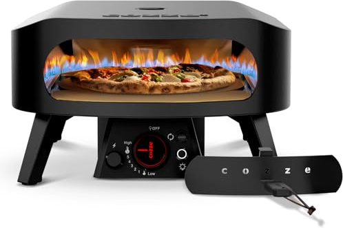 cozze® 13 Four a Pizza Gaz Pierre Rotative Édition Noire Ø34,5 cm │ Four à Pizza Extérieur 600°C – Cuisson en 2 minutes