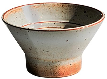 Zerodeko Ciotola in Terracotta Grezza Vintage da 275ml, Pratica e Facile da Pulire, Forma Curva Artigianale, per Zuppe e Riso in Casa