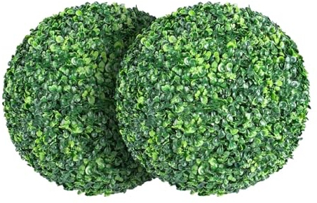 Pianta Artificiale Rotonda Palla di artificiale in bosso topiaria, palla di, piante finte, palline decorative for la casa, il giardino, l'esterno e il balcone(Outer Diameter 18cm)