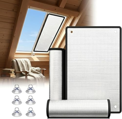 Dachfenster Garage Hitzeschutzfolie Fenster Sonnenschutzfolie,UV-Schutz, Fensterfolie Mit Saugnapf, Aluminiumfolie Isolierfolie,Wiederverwendbar