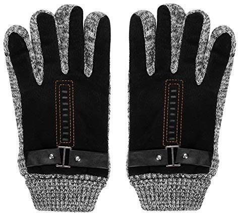 Handschuhe Leder Wolle Reithandschuhe Damen Männer Fingerhandschuhe mit Touchscreen Fahrradhandschuhe für Alltagsleben Reiten Motorrad Geschenk Unisex Sporthandschuhe Outdoor Laufhandschuhe Schwarz
