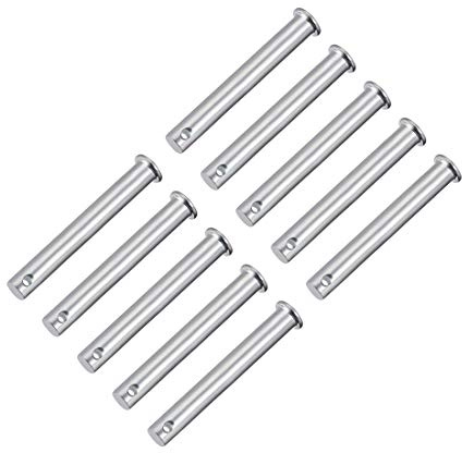 sourcing map 10 Stück Steckbolzen Einloch Gabelbolzen 10mm x 83mm Splintstift Flachkopf verzinkter Stahl Lochbolzen