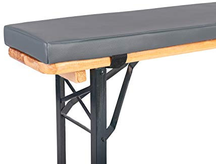 TexDeko Bierbankauflage gepolstert 220x25x4cm XL Kunstleder für Bierzeltgarnitur Polsterung für Bierbank (Grau)