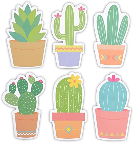 6-Pack Cactus and Succulent Shaped Sticky Notes, 6 Designs