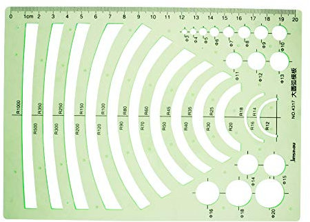 Utoolmart Plastic Circle Radius Master Drawing Template Arc Template Stencil Geometric Drawings Templates Measuring Rulers for Architecture Mathematics 1pcs