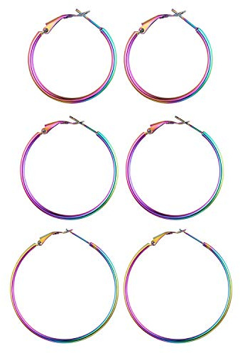 JewelryWe Creolen Damen Große Edelstahl Hochglanz Poliert Ohrringe Ohrpiercing Ohrstecker Silber Gold Rosgold Schwarz 30, 40, 45 mm