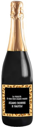 Bottiglia di Prosecco personalizzata per lei - Idea regalo esclusiva e originale per la festa della mamma, festa della donna, nuova nascita, compleanno e Natale per donna (Cornice e testo, 0,75L)