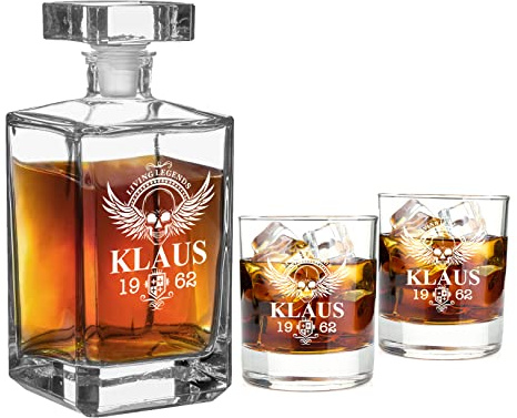 AIGAT Karaffe mit Whiskey Gläser Personalisiertes Whiskey Karaffen 700ml mit 2 STK. Gläser 270ml