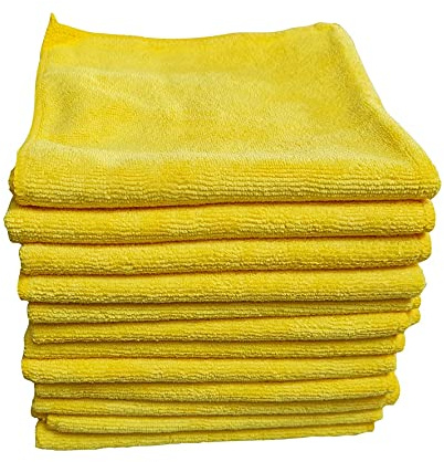 SaatSaa 12 x Large Thick Microfibre Cloths Yellow Towels Car Valeting, Cleaning, Polishing, Waxing, Detailing, Dusting Towels