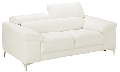 Vente-unique - Canapé 2 Places en Cuir Solange - Blanc