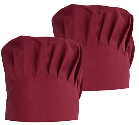2pcs Chapeaux de Chef pour Femme Homme, Réglable Chapeau de Cuisine avec Élastique, Respirant Casquette Cuisinier de Boulanger Champignon Toque de Chef pour Adulte Patissier Maison Restaurant