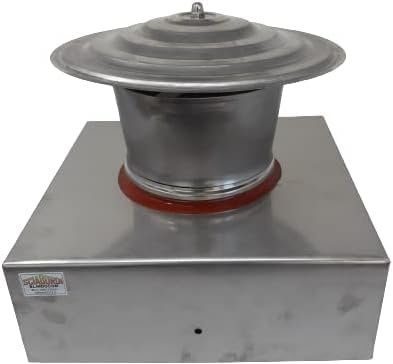 COMIGNOLO INOX BASE QUADRATA ANTIVENTO ANTIPIOGGIA ASPIRA FUMO EXTRACTOR (320x320 mm Uscita D. 200 mm)